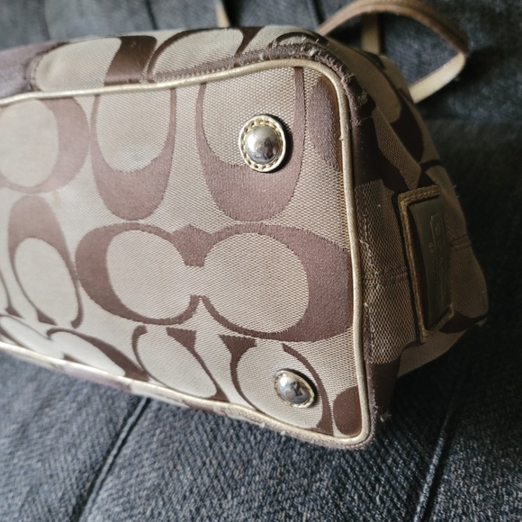 Coach Signature Stripe Framed Kisslock Carryall Y2K F13533 - Picture 13 of 14